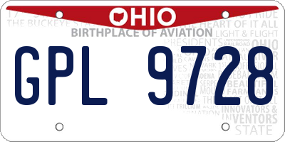 OH license plate GPL9728