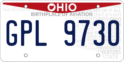 OH license plate GPL9730