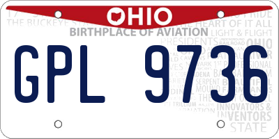 OH license plate GPL9736