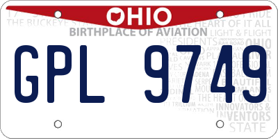 OH license plate GPL9749