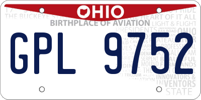 OH license plate GPL9752