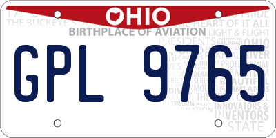 OH license plate GPL9765