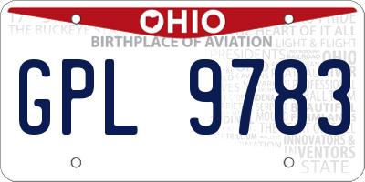 OH license plate GPL9783