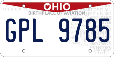 OH license plate GPL9785