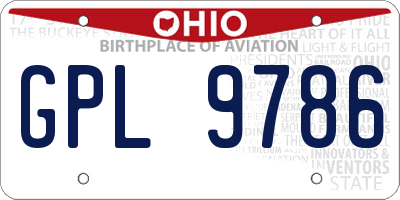 OH license plate GPL9786