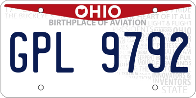 OH license plate GPL9792