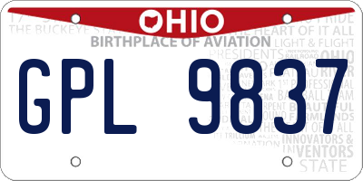 OH license plate GPL9837