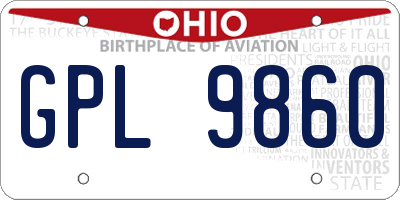 OH license plate GPL9860