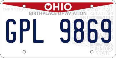 OH license plate GPL9869
