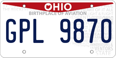 OH license plate GPL9870