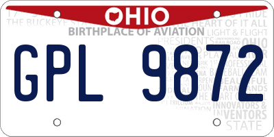 OH license plate GPL9872
