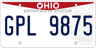 OH license plate GPL9875