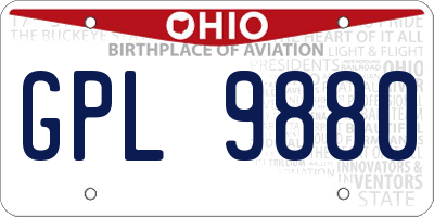 OH license plate GPL9880