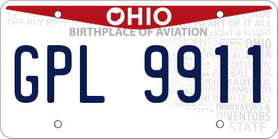 OH license plate GPL9911
