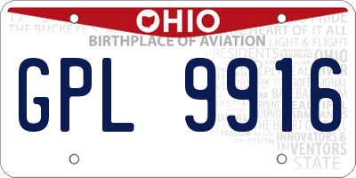 OH license plate GPL9916