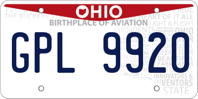 OH license plate GPL9920