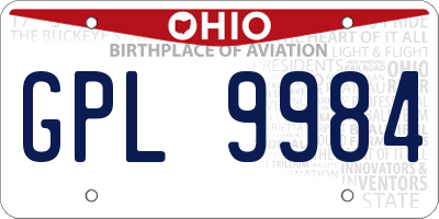 OH license plate GPL9984