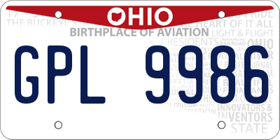 OH license plate GPL9986
