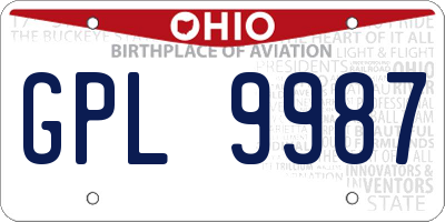 OH license plate GPL9987