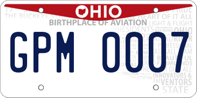 OH license plate GPM0007