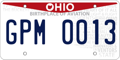 OH license plate GPM0013