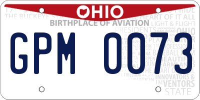 OH license plate GPM0073