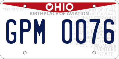 OH license plate GPM0076