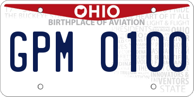 OH license plate GPM0100