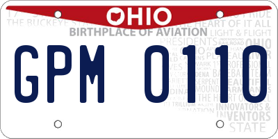 OH license plate GPM0110