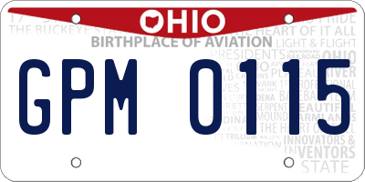 OH license plate GPM0115