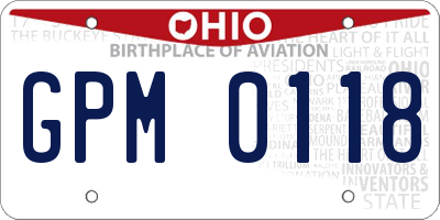 OH license plate GPM0118