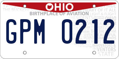 OH license plate GPM0212