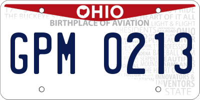 OH license plate GPM0213