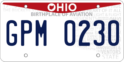 OH license plate GPM0230