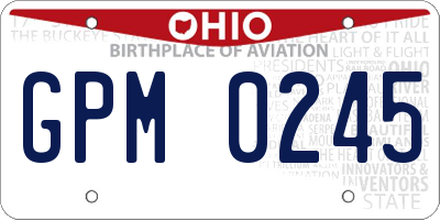 OH license plate GPM0245