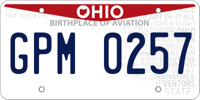 OH license plate GPM0257