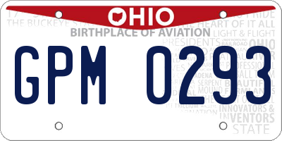OH license plate GPM0293