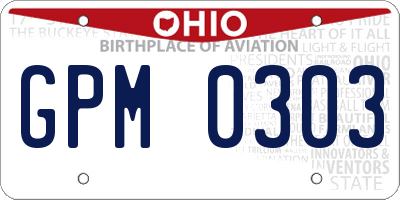 OH license plate GPM0303