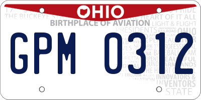 OH license plate GPM0312