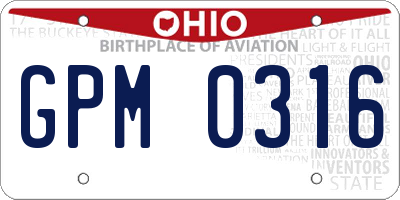OH license plate GPM0316