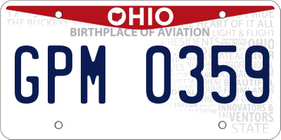 OH license plate GPM0359