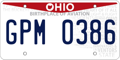 OH license plate GPM0386