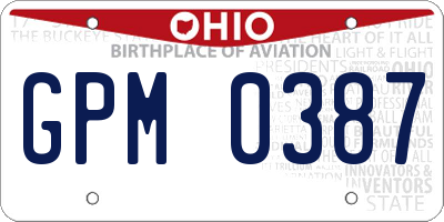 OH license plate GPM0387