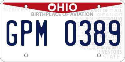 OH license plate GPM0389