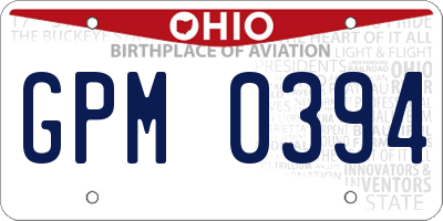 OH license plate GPM0394
