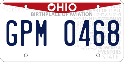 OH license plate GPM0468