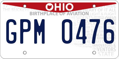 OH license plate GPM0476