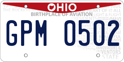 OH license plate GPM0502