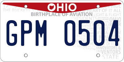 OH license plate GPM0504