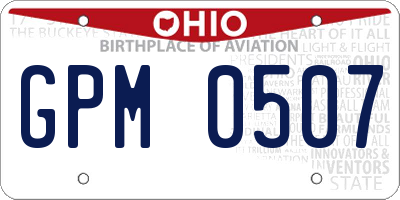 OH license plate GPM0507